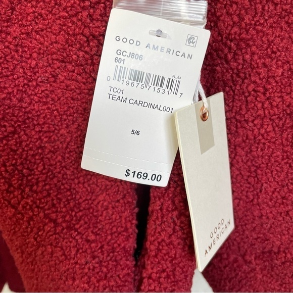 Good American Sueded Fleece Cotton Shacket in Team Cardinal Gorpcore 2XL/3XL NWT - Picture 15 of 15
